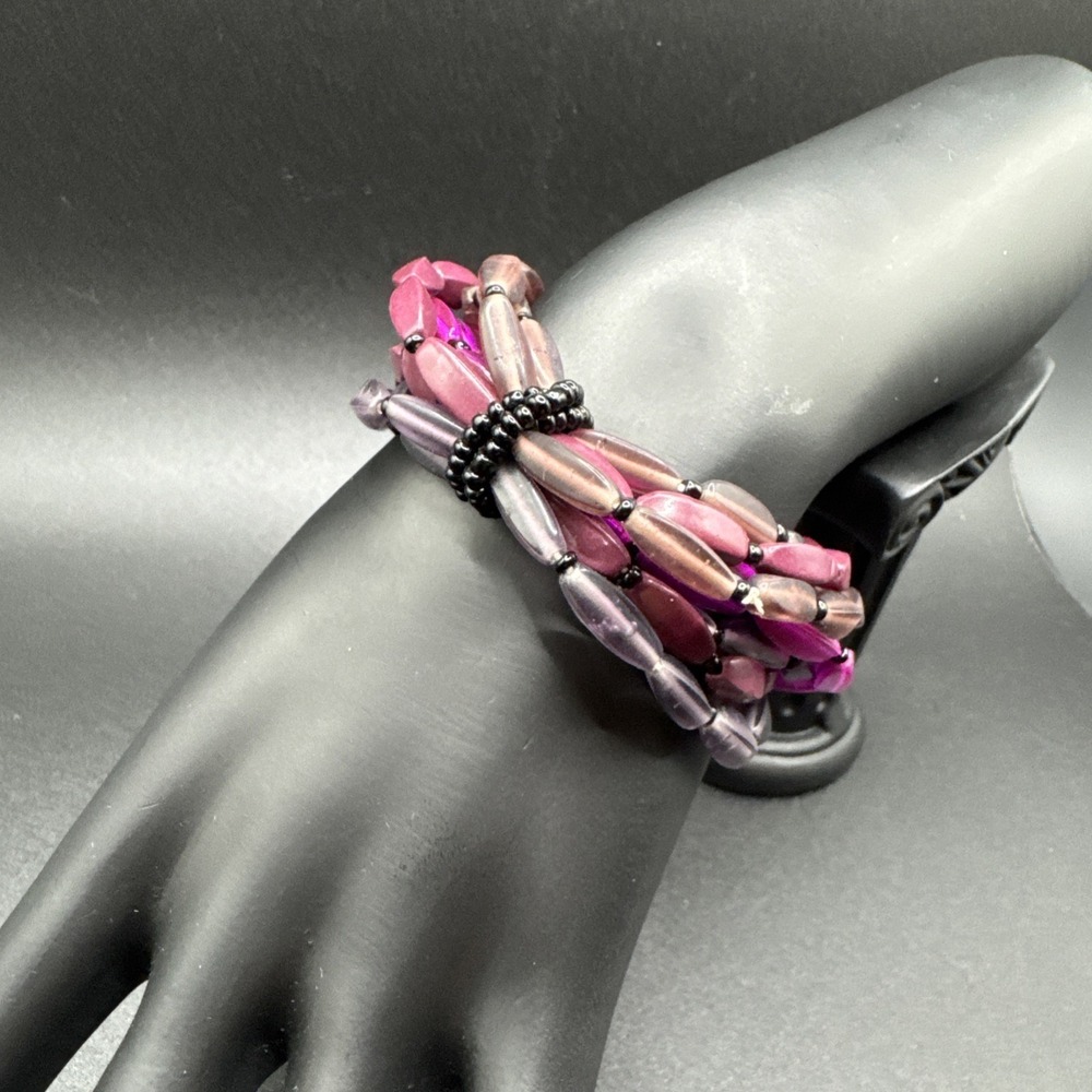 Premier‎ Designs Fuchsia Stretch Bracelet New Old Stock - Picture 2 of 6